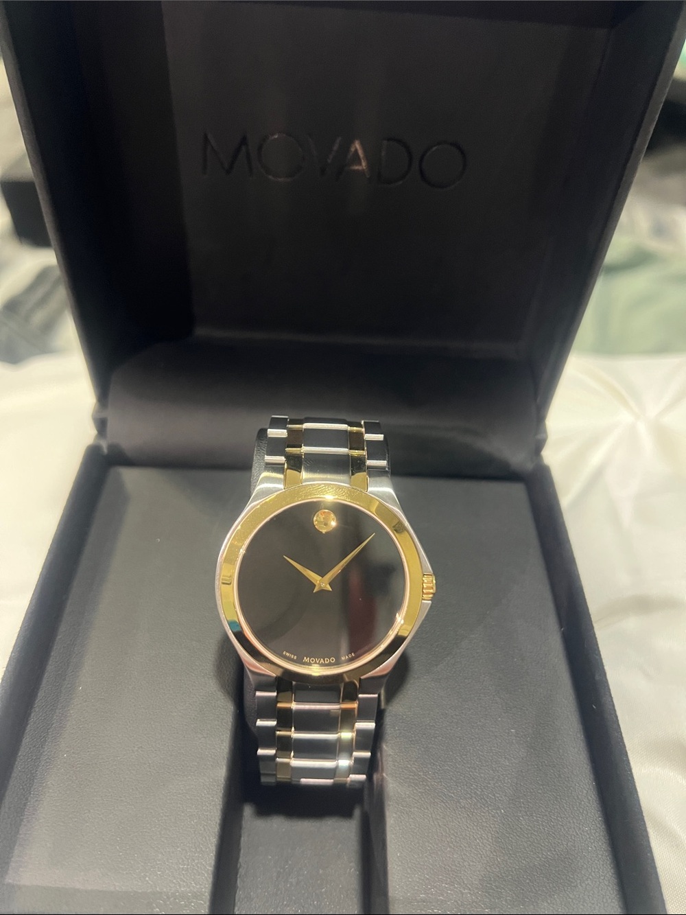 MOVADO Museum Dot Two-Tone men's wristwatch. NEW